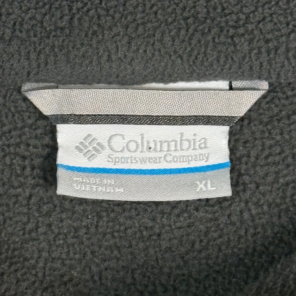 Columbia Polartec Fleece Jacket Mens XL Full Zip Gray Lime Green Hiking‎ Outdoor